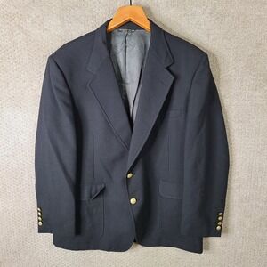 Vintage Lacrosse Jacket Mens 44R Black Gold Buttons Sport Coat USA Blazer